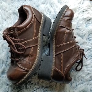 Lower East Side Vintage Brown Stitch Platform Chunky Oxford Shoes Size 7